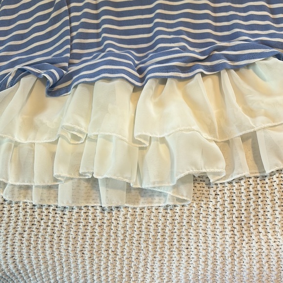 Beautees Blue and White Stripe Sleeveless Dress with Ruffle Hem Size 8 - Picture 8 of 8